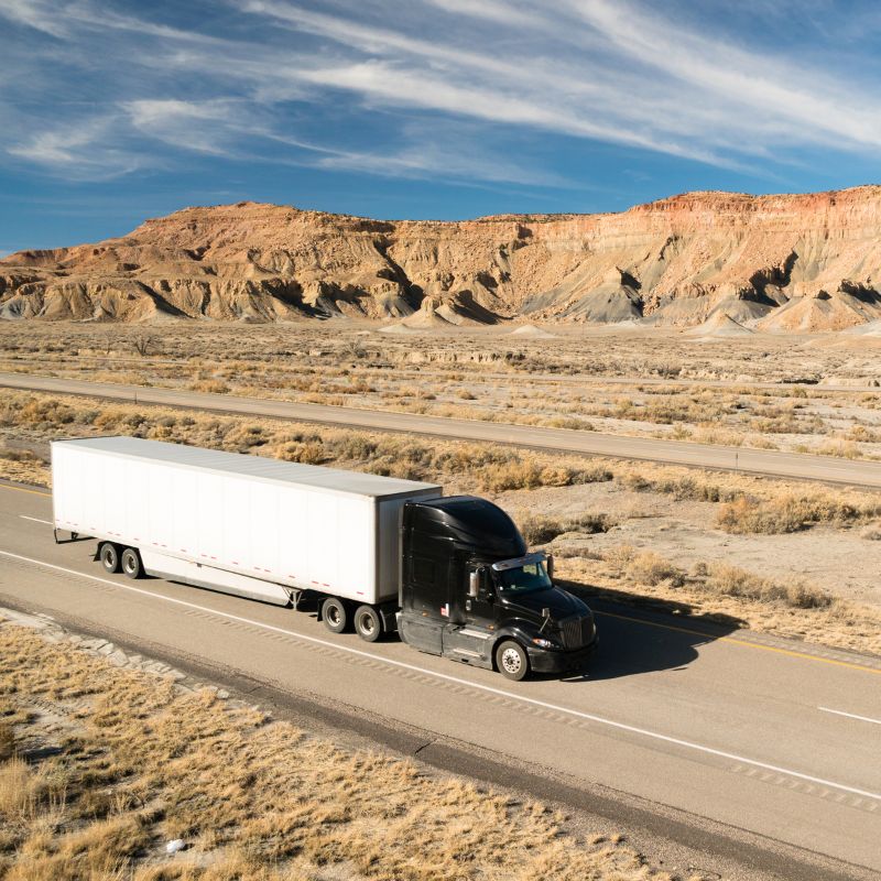 Cold Chain Logistics 18-wheeler truck on interstate